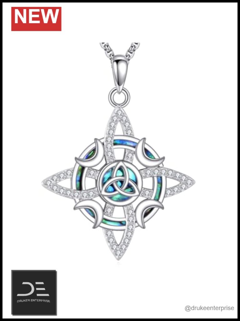 Witches Knot Necklace Sterling Silver Celtic Triquetra Protection Pendant